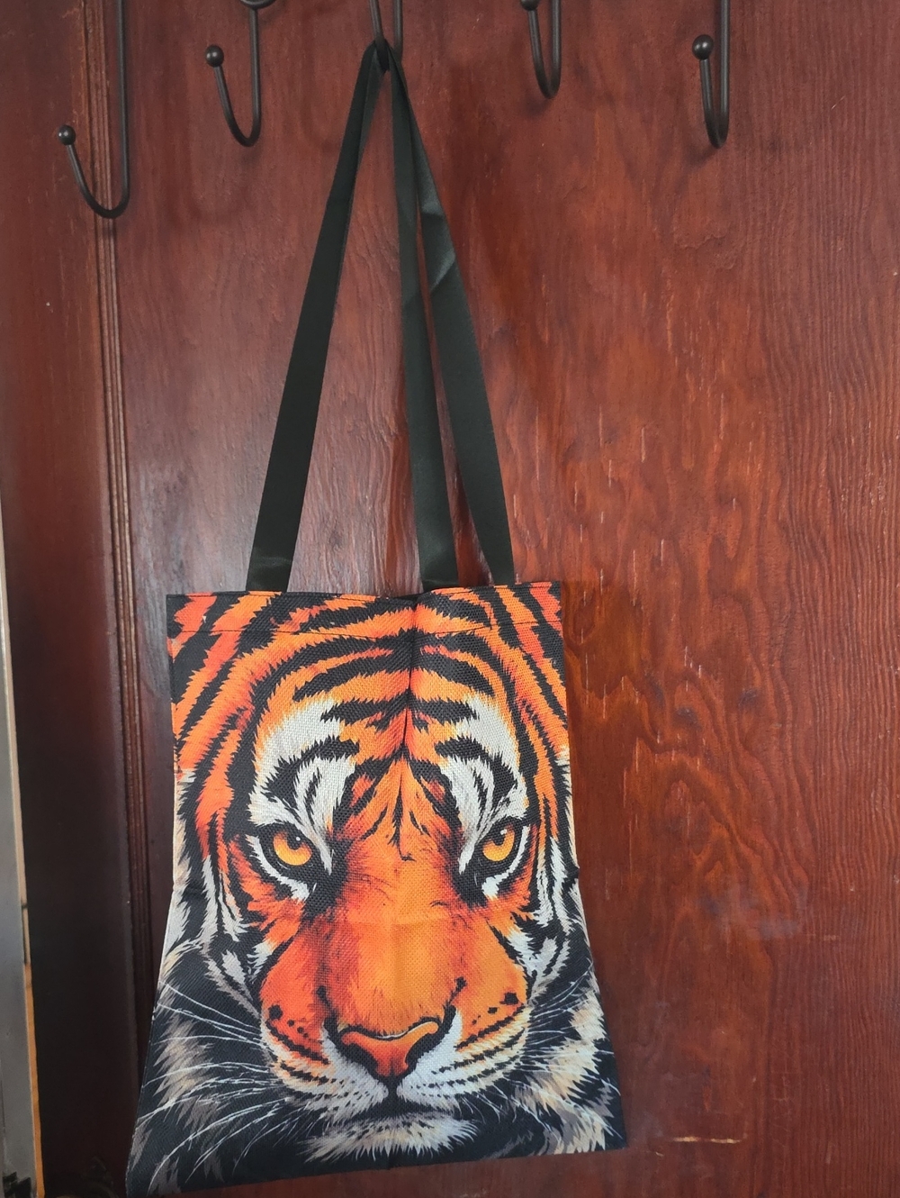 Bold Tiger Print Tote Bag - Orange/Black